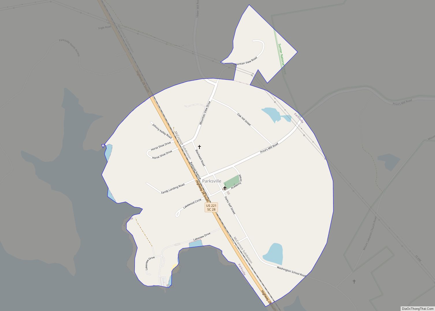 Map of Parksville town