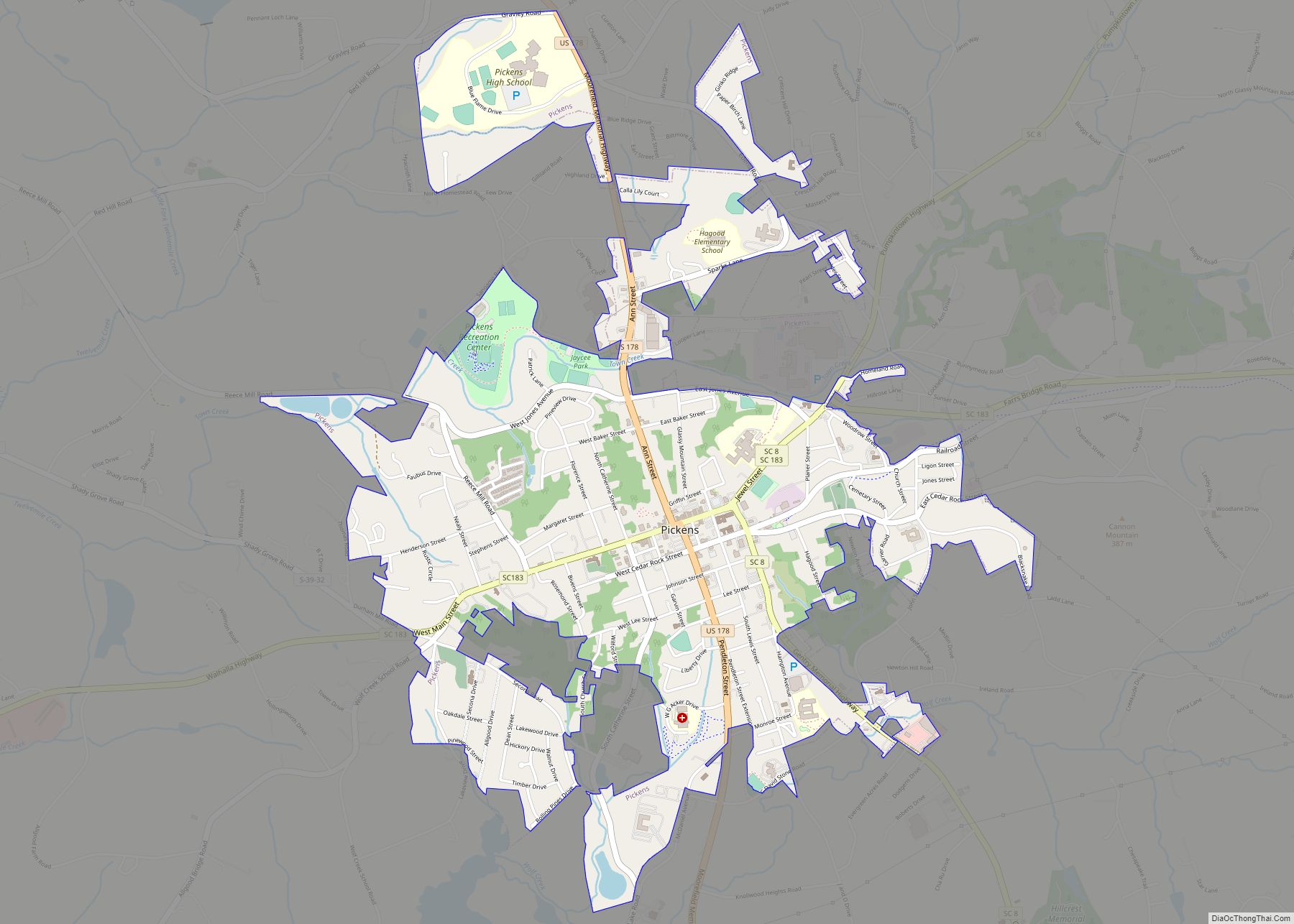 Map of Pickens city, South Carolina