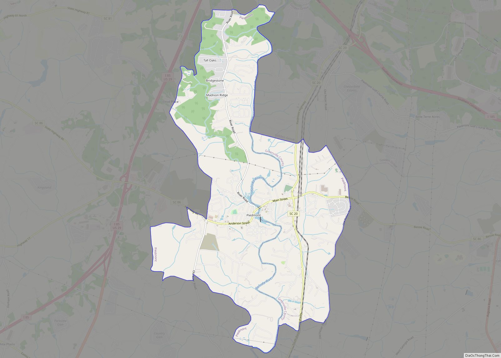 Map of Piedmont CDP, South Carolina
