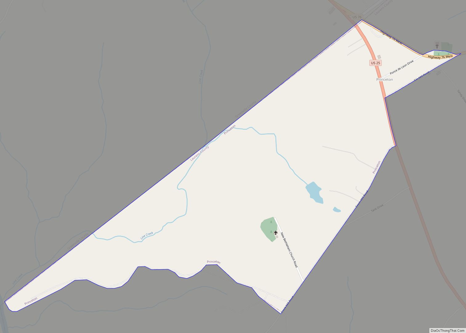 Map of Princeton CDP, South Carolina
