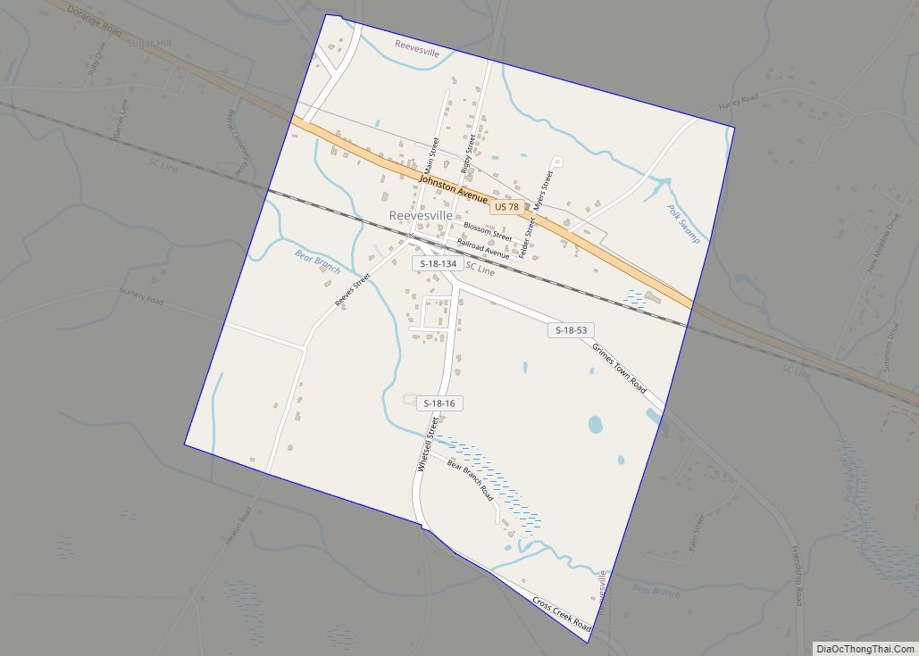 Map of Reevesville town