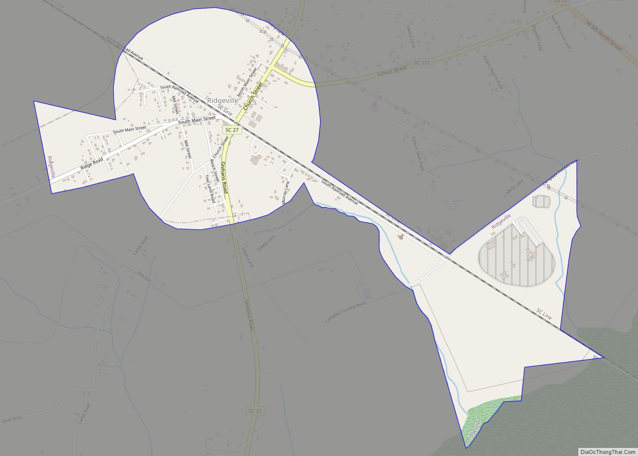 Map of Ridgeville town, South Carolina