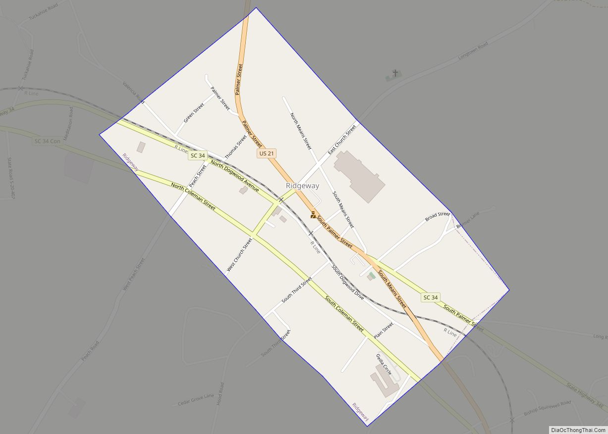 Map of Ridgeway town, South Carolina