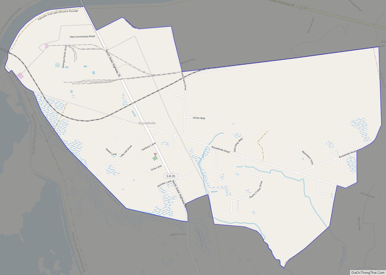Map of Russellville CDP, South Carolina