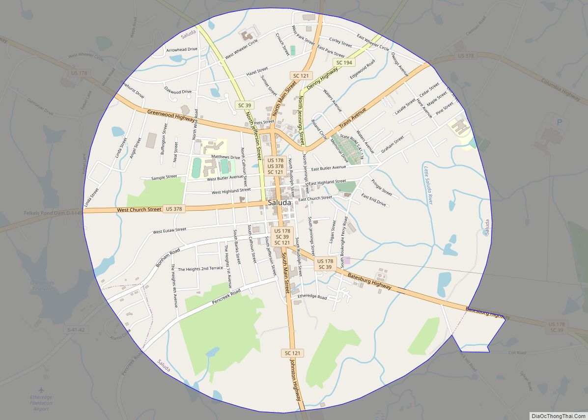 Map of Saluda town, South Carolina