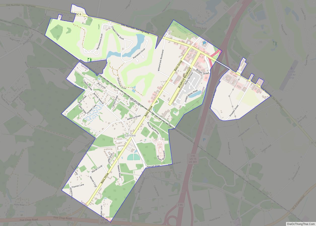 Map of Santee town, South Carolina