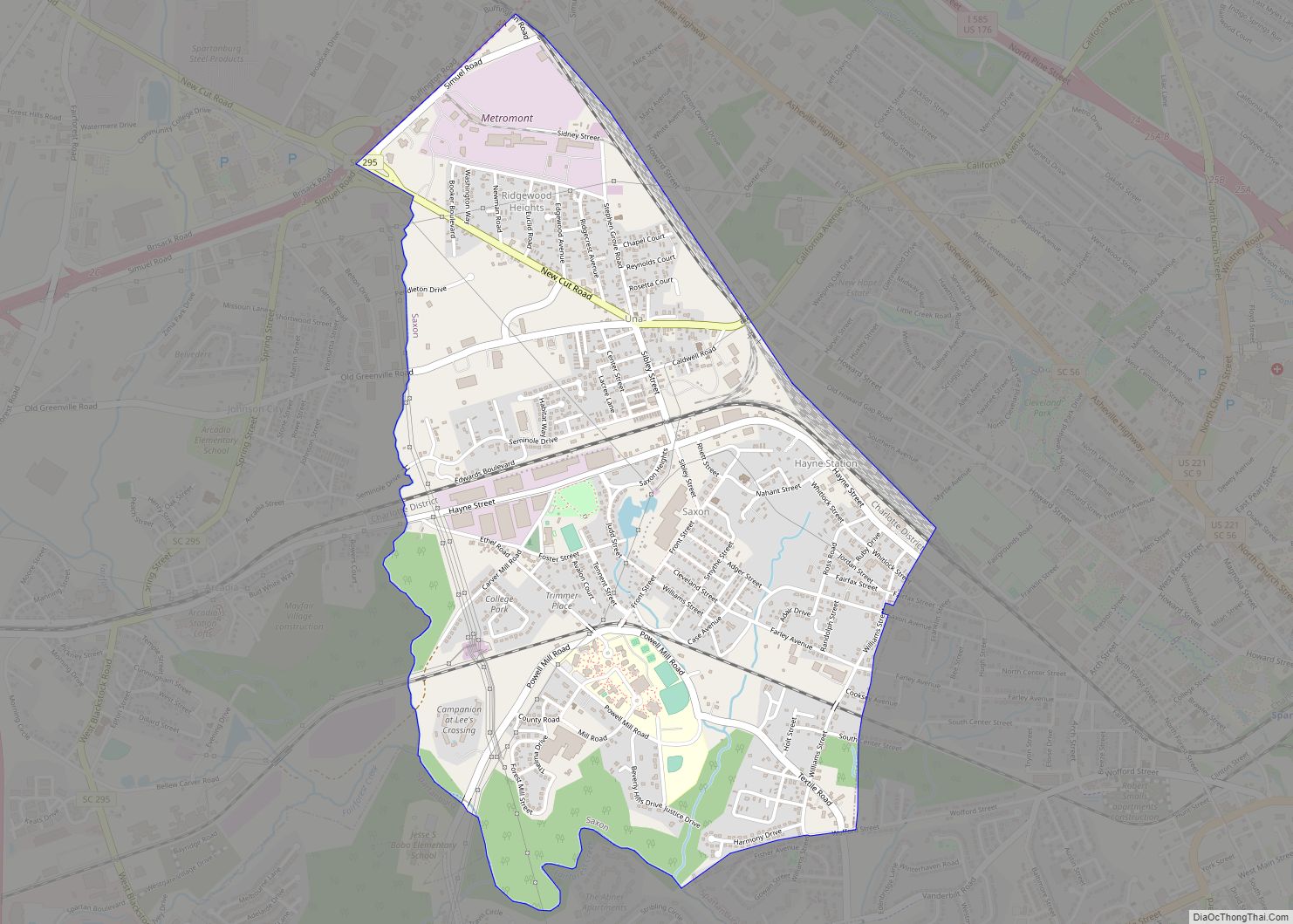 Map of Saxon CDP, South Carolina