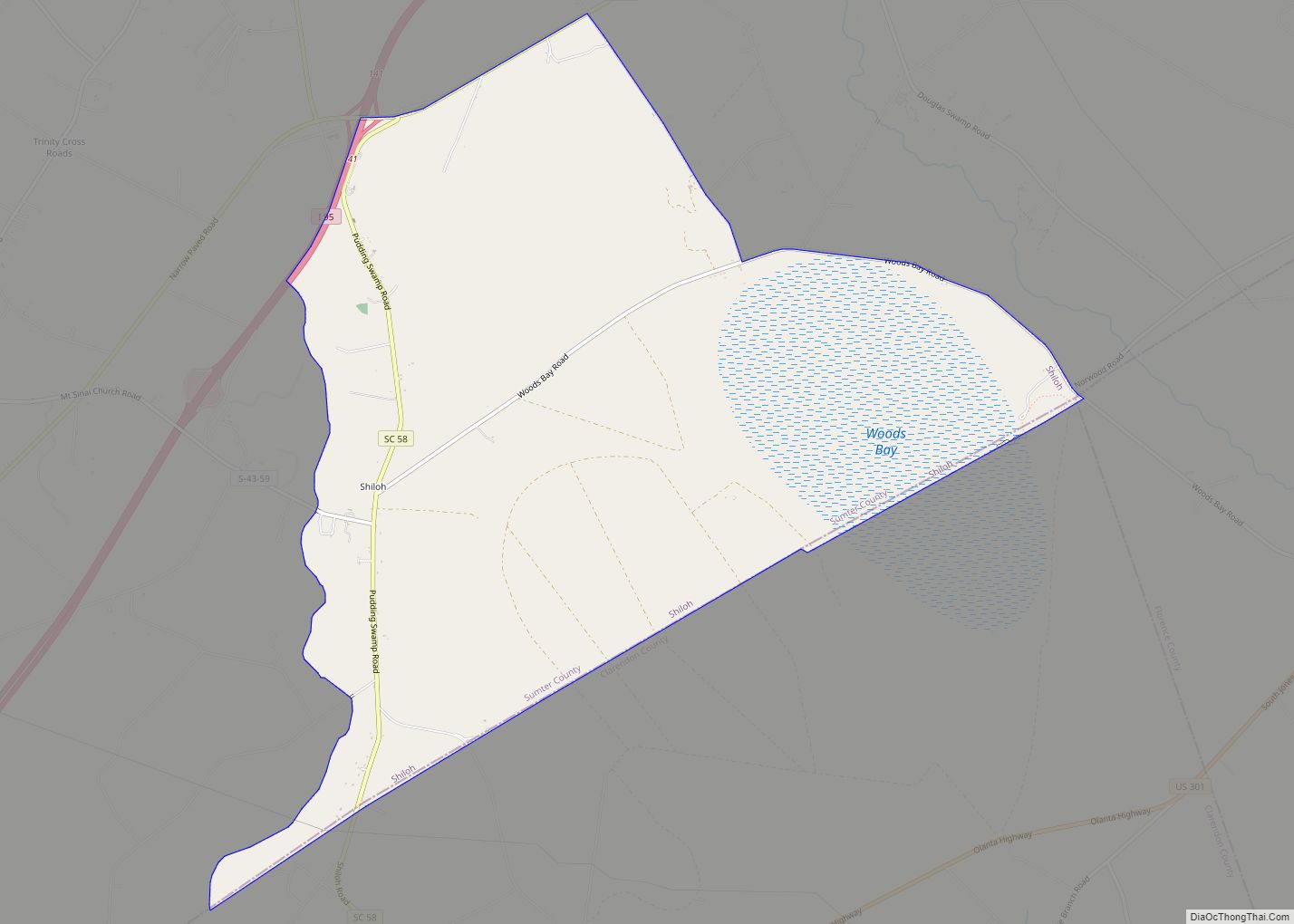Map of Shiloh CDP, South Carolina