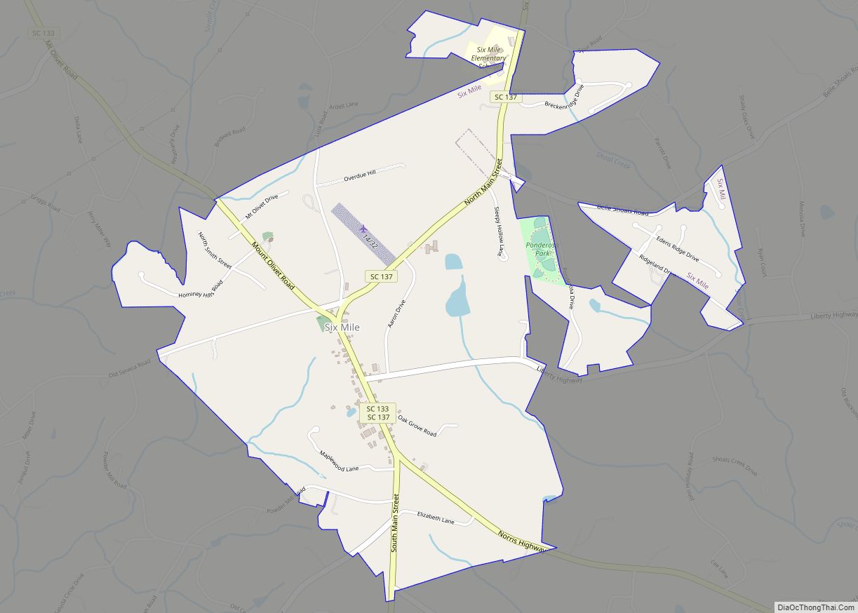 Map of Six Mile town