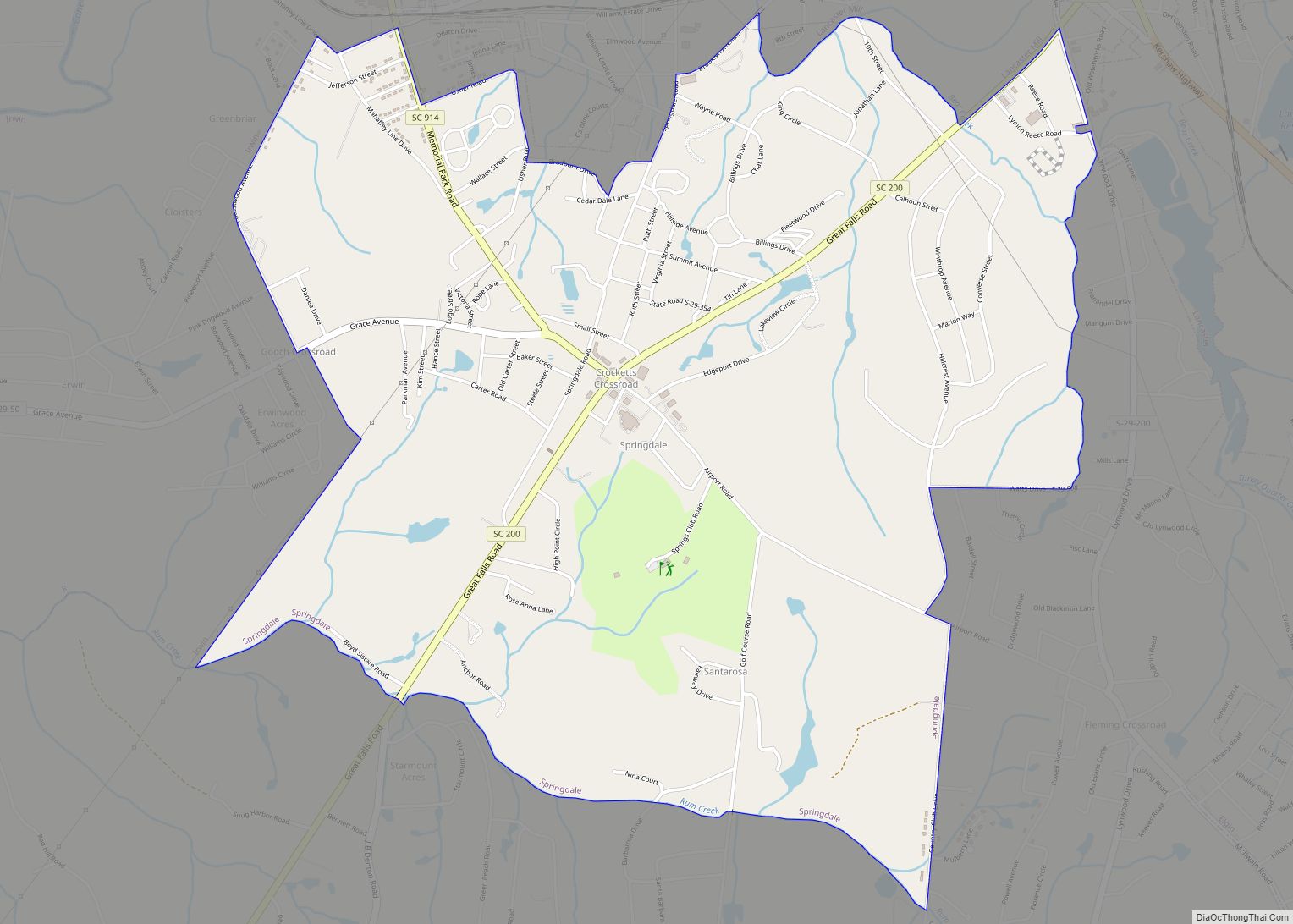 Map of Springdale CDP, South Carolina