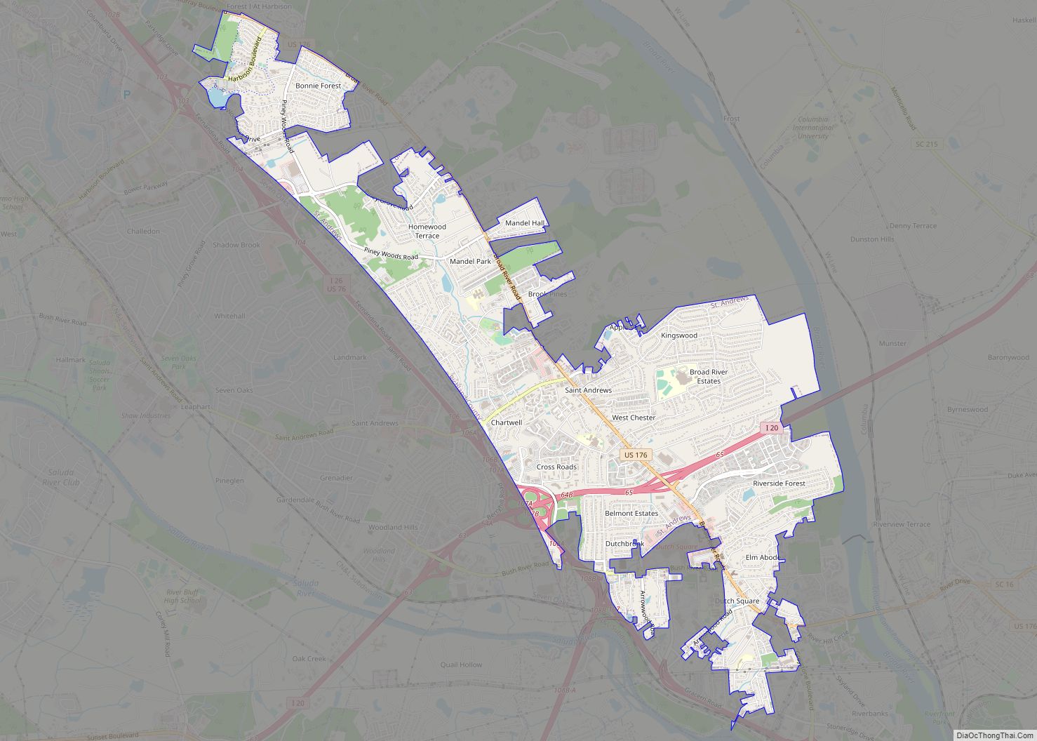 Map of St. Andrews CDP