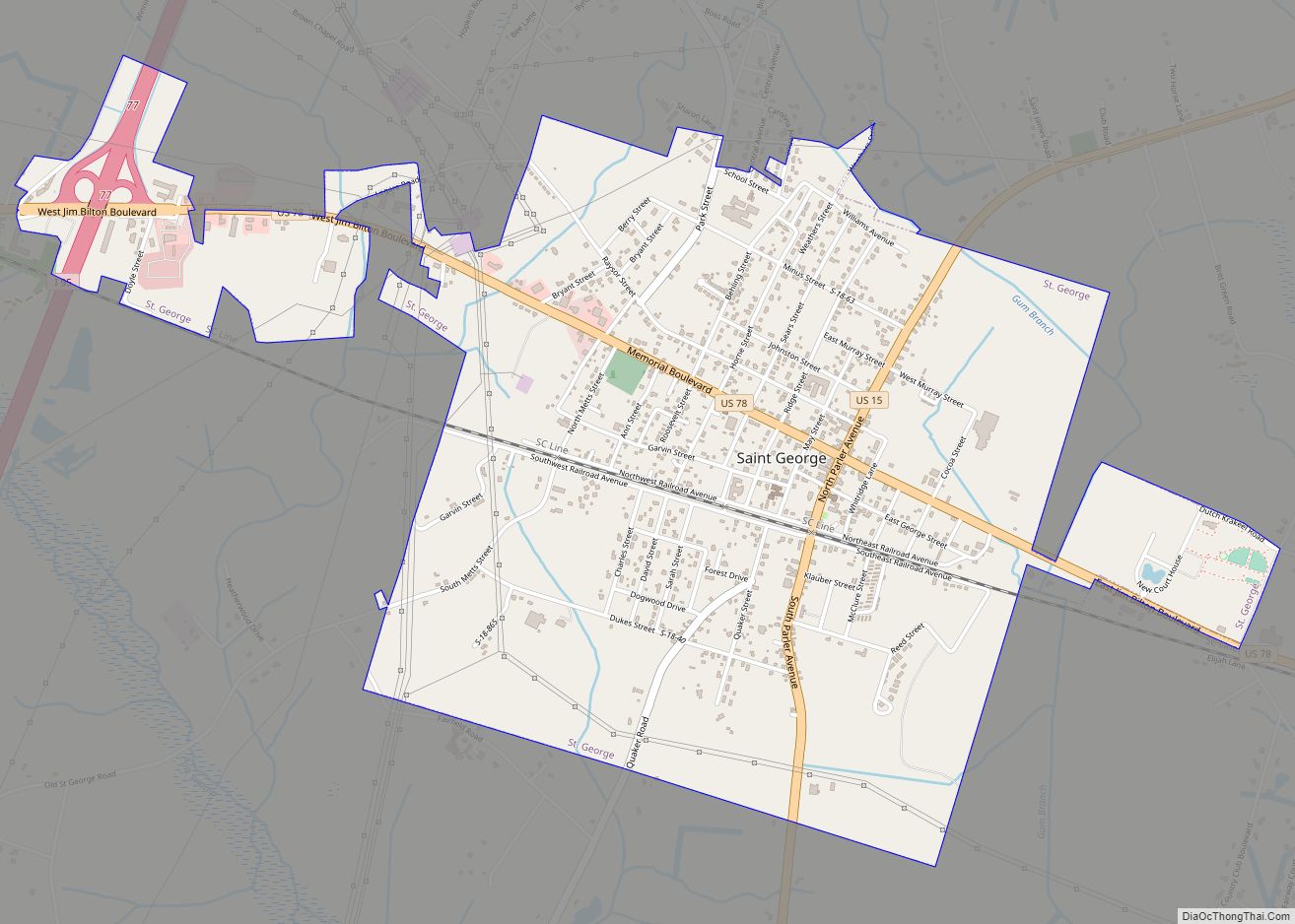 Map of St. George town, South Carolina