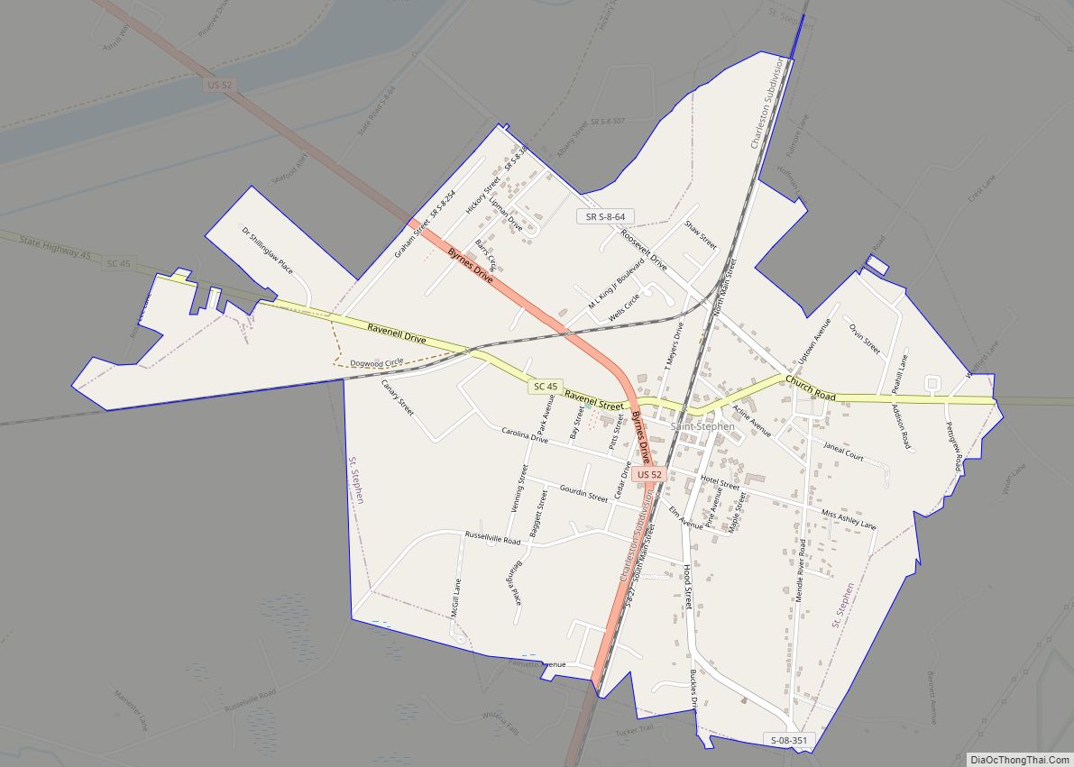Map of St. Stephen town, South Carolina