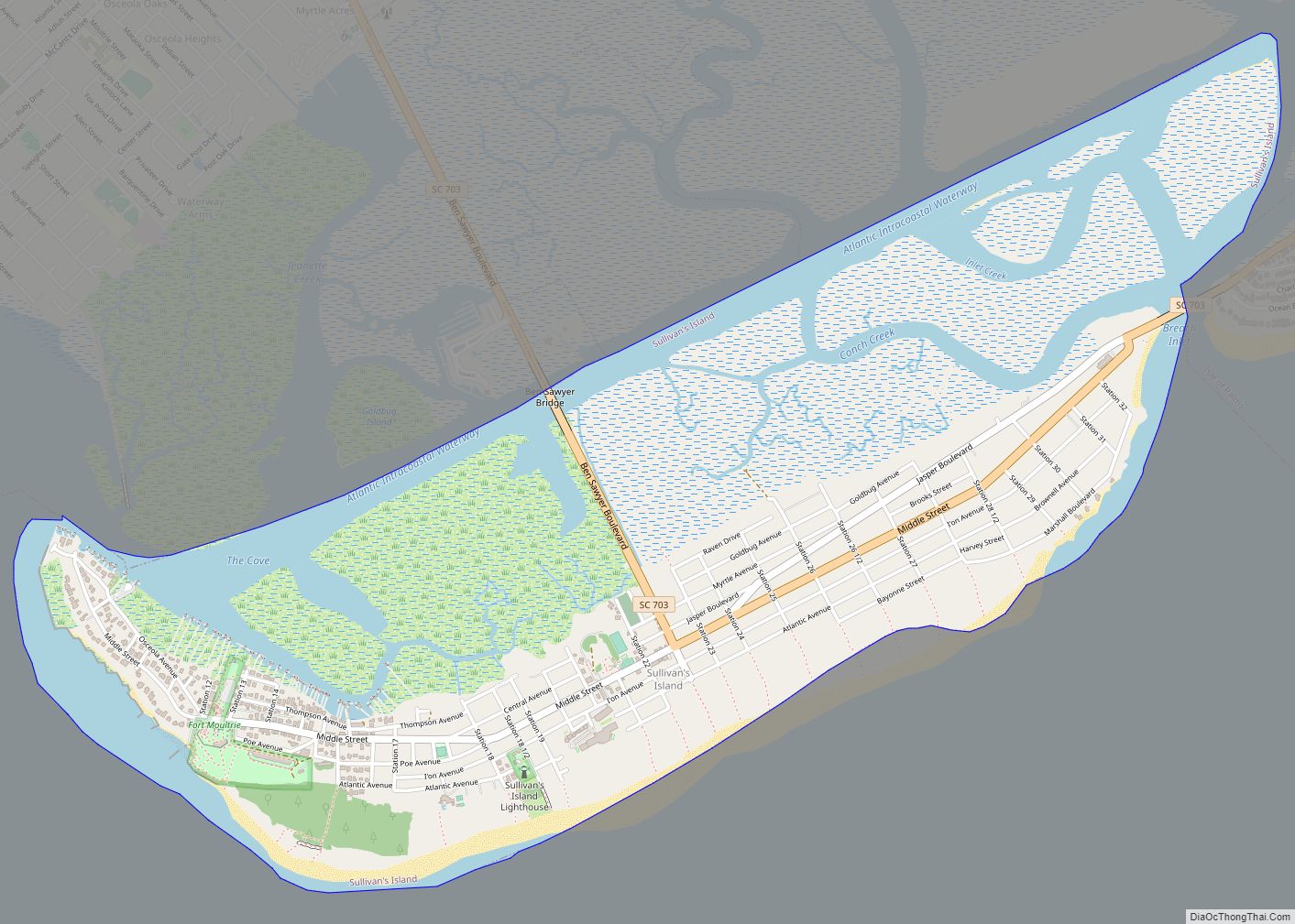 Map of Sullivan's Island town