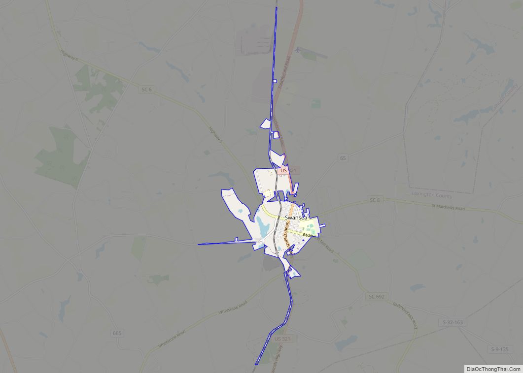 Map of Swansea town, South Carolina