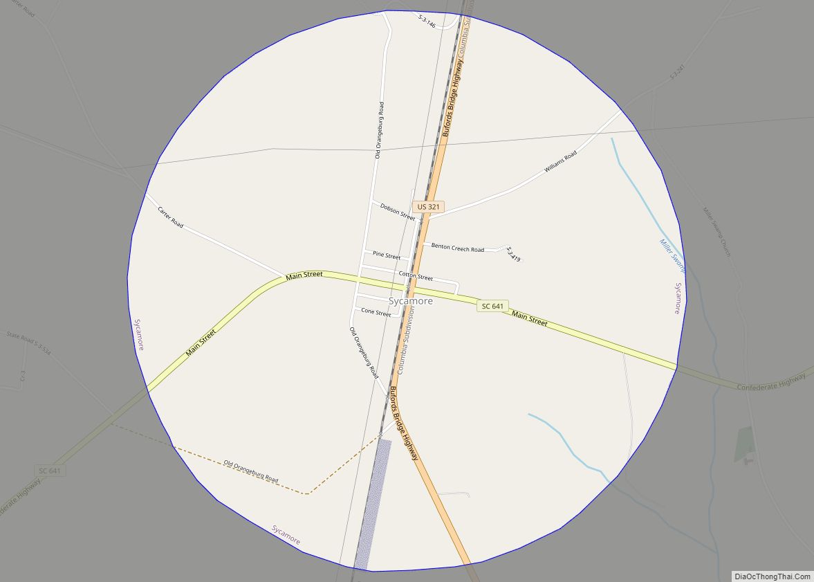 Map of Sycamore town, South Carolina