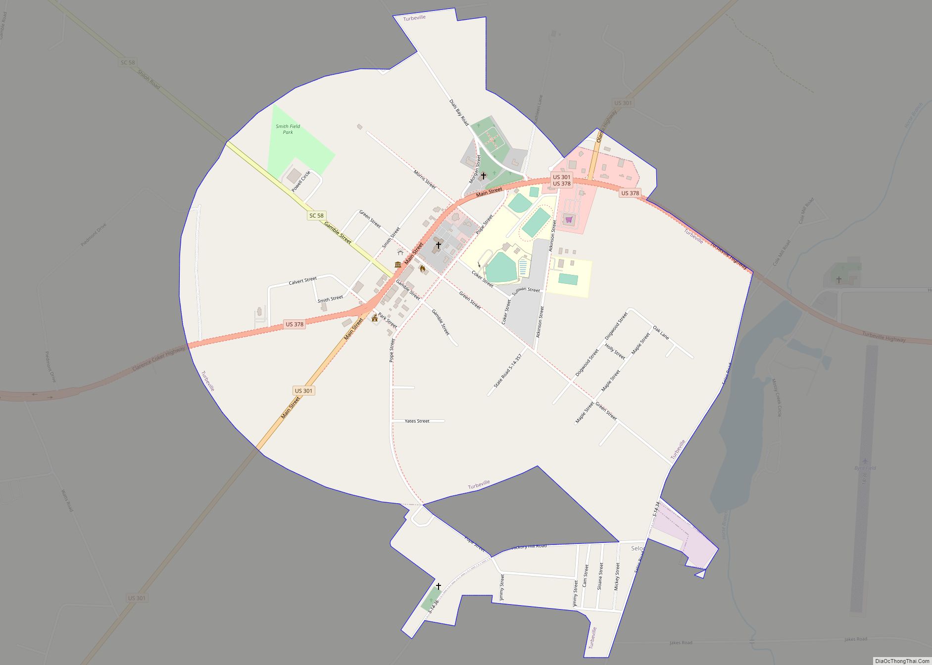 Map of Turbeville town