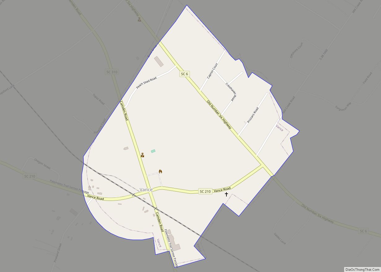 Map of Vance town, South Carolina