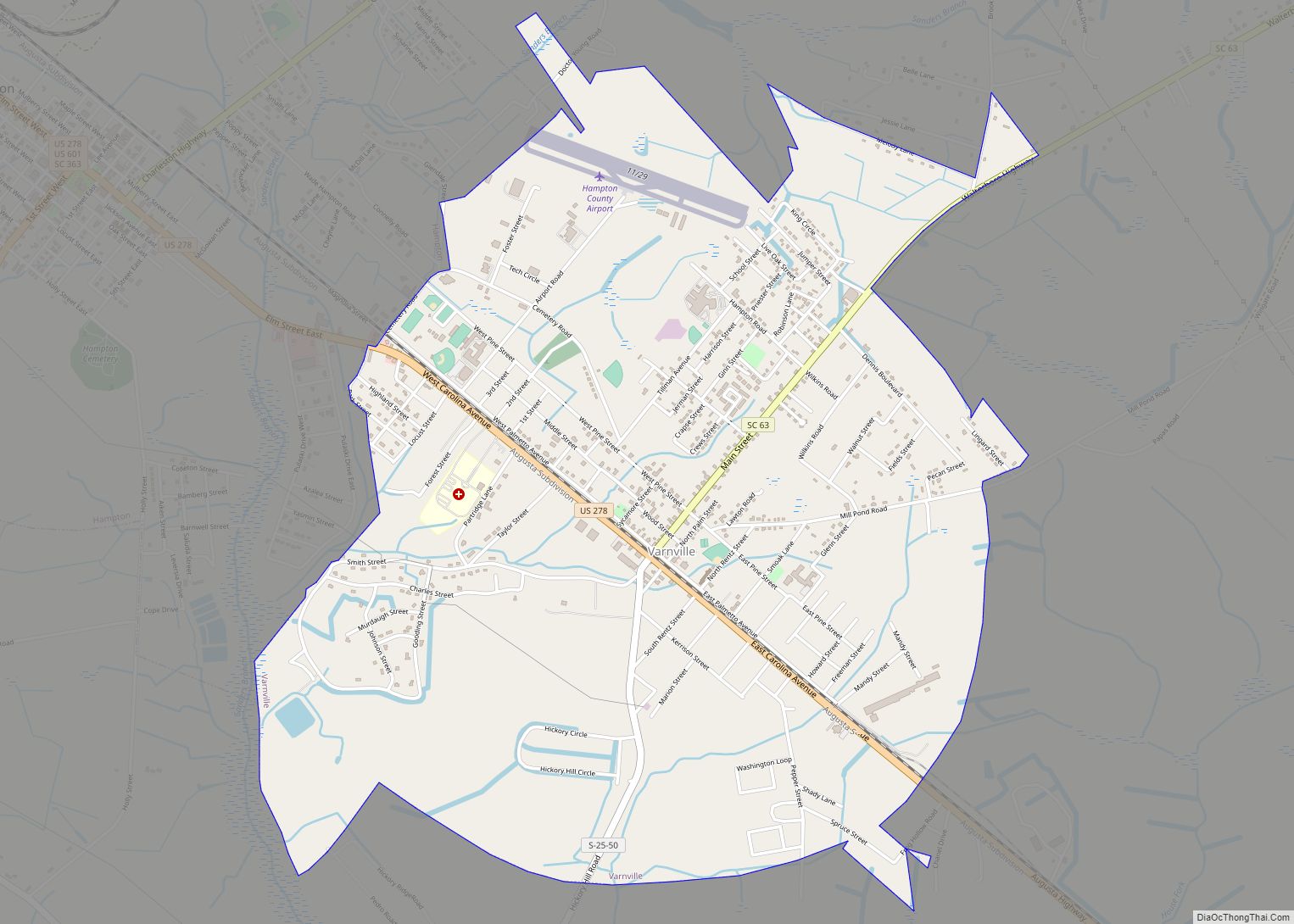 Map of Varnville town