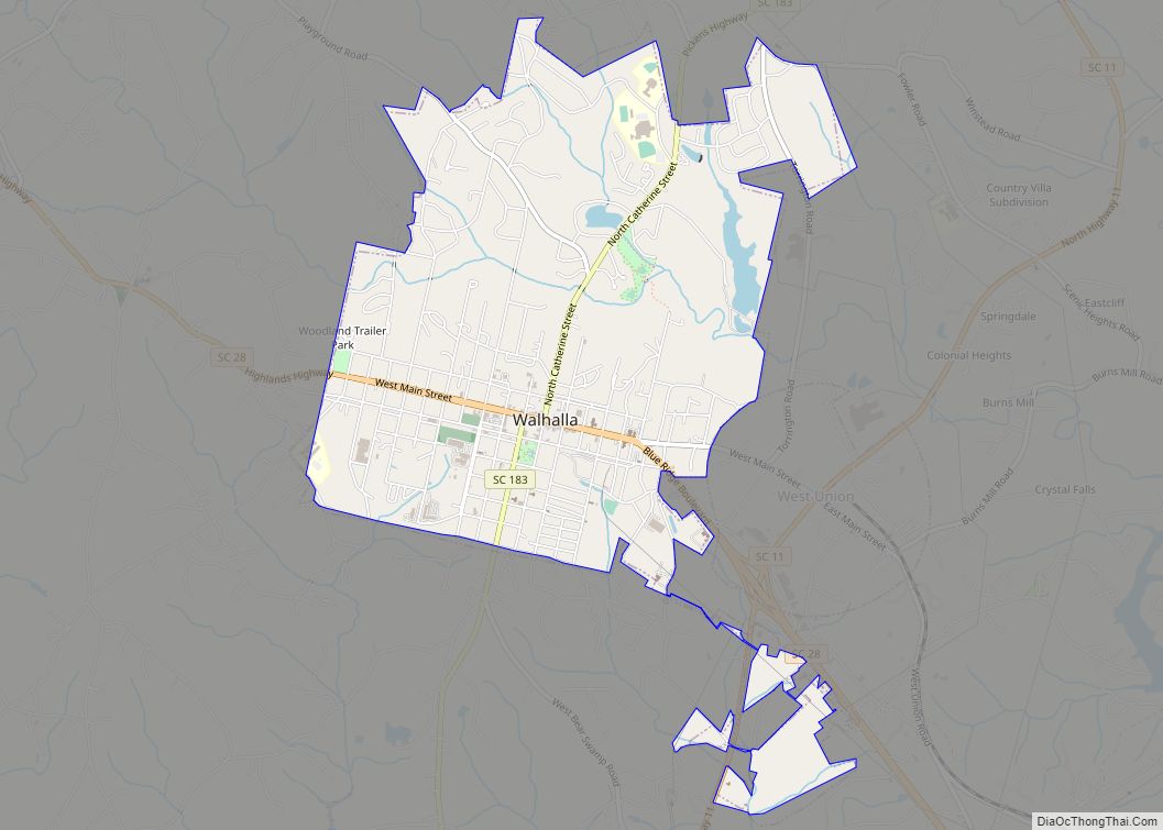 Map of Walhalla city, South Carolina