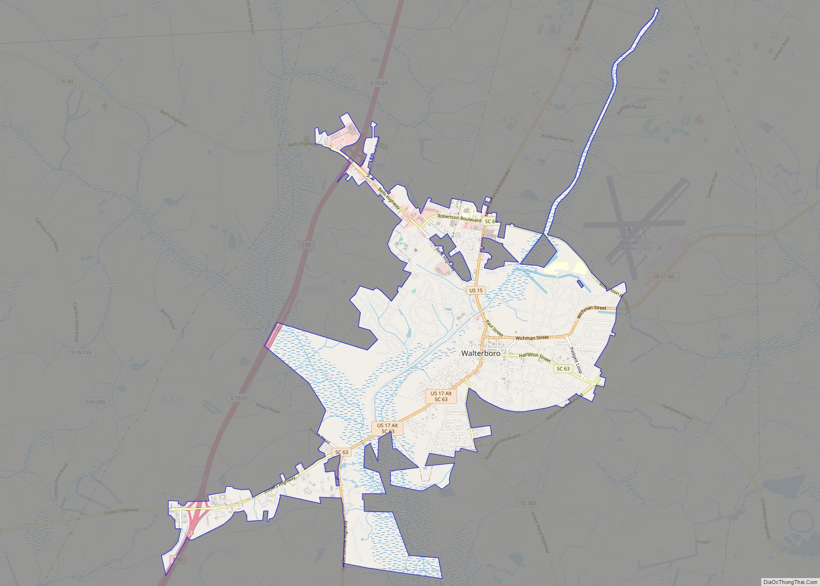 Map of Walterboro city