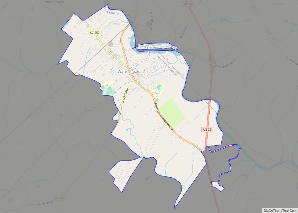 Map of Ware Shoals town