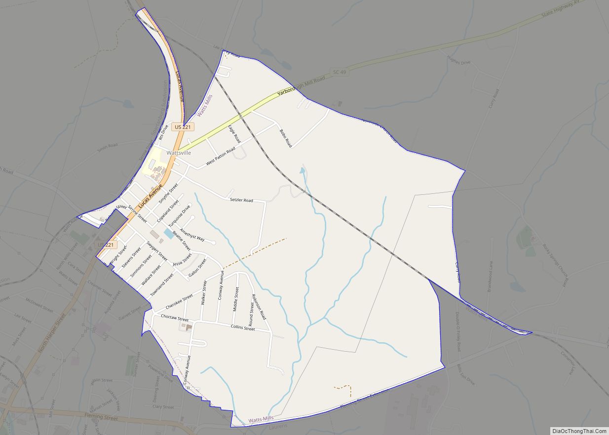Map of Watts Mills CDP