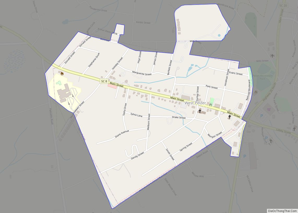 Map of West Pelzer town