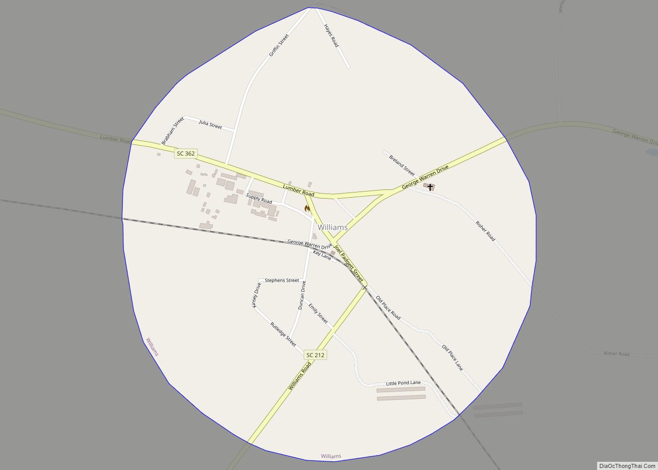 Map of Williams town, South Carolina