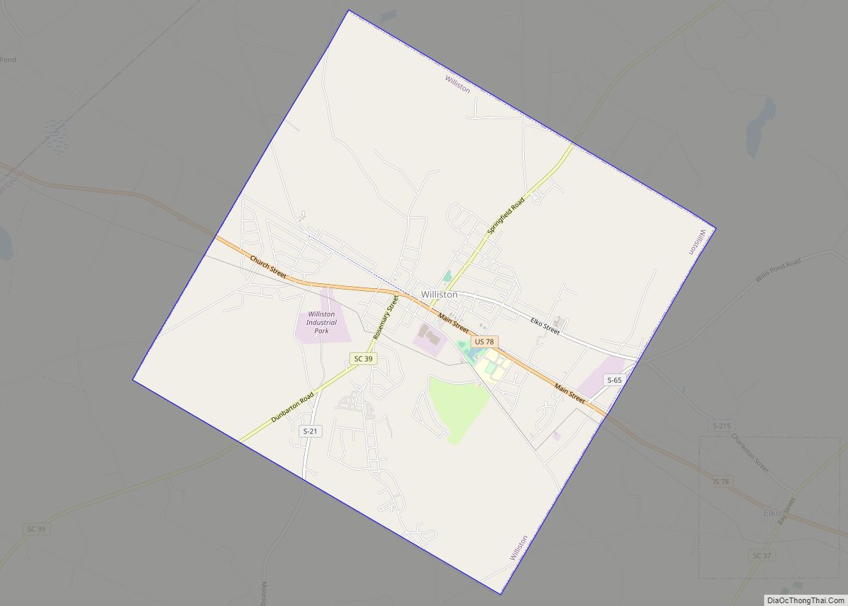 Map of Williston town, South Carolina
