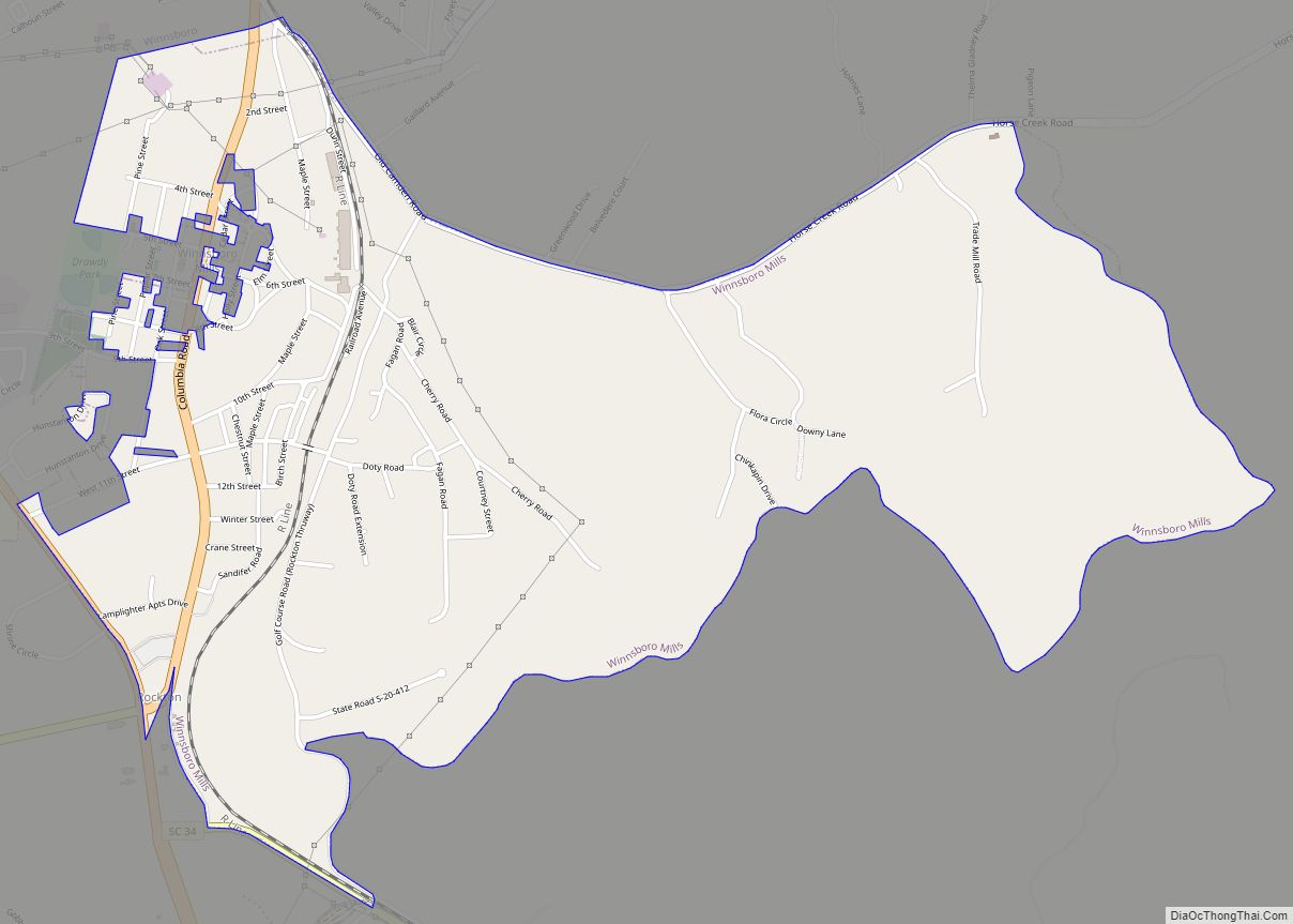 Map of Winnsboro Mills CDP
