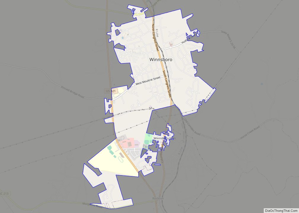 Map of Winnsboro town, South Carolina