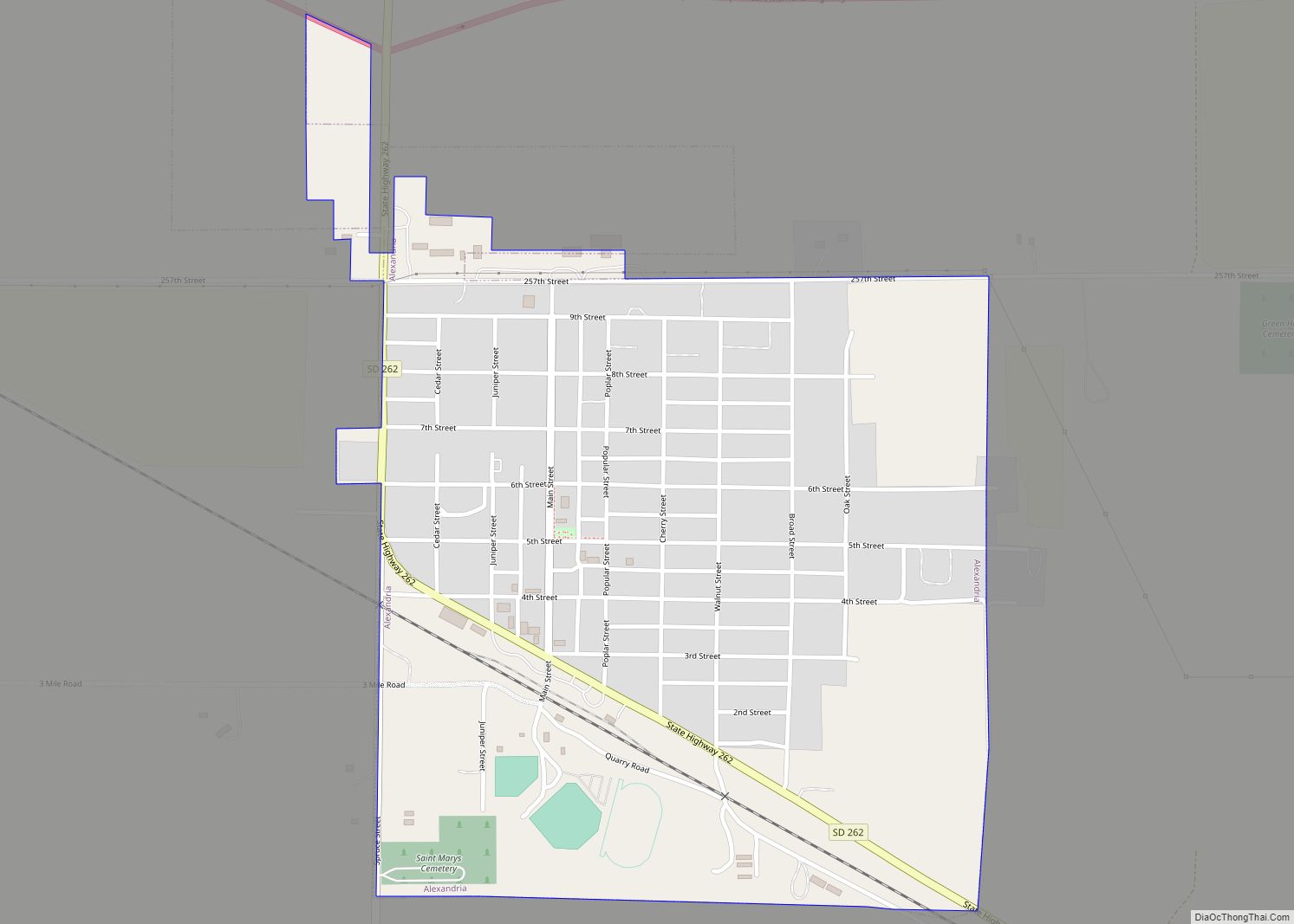 Map of Alexandria city, South Dakota