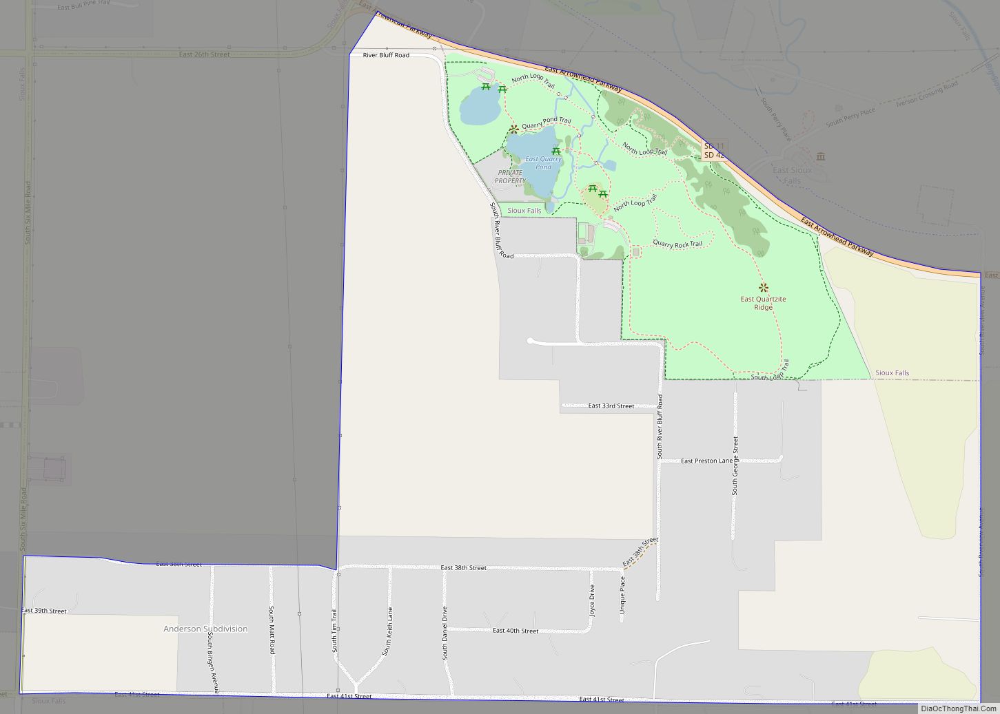 Map of Anderson CDP, South Dakota