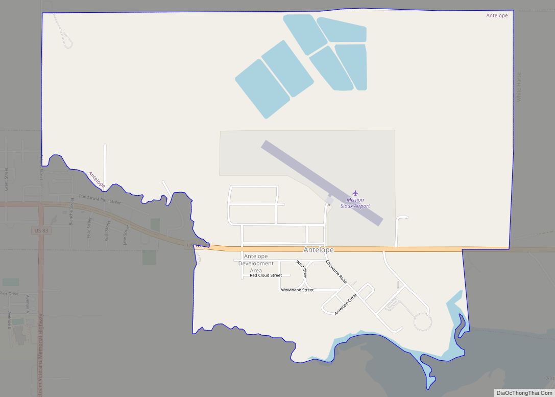 Map of Antelope CDP, South Dakota