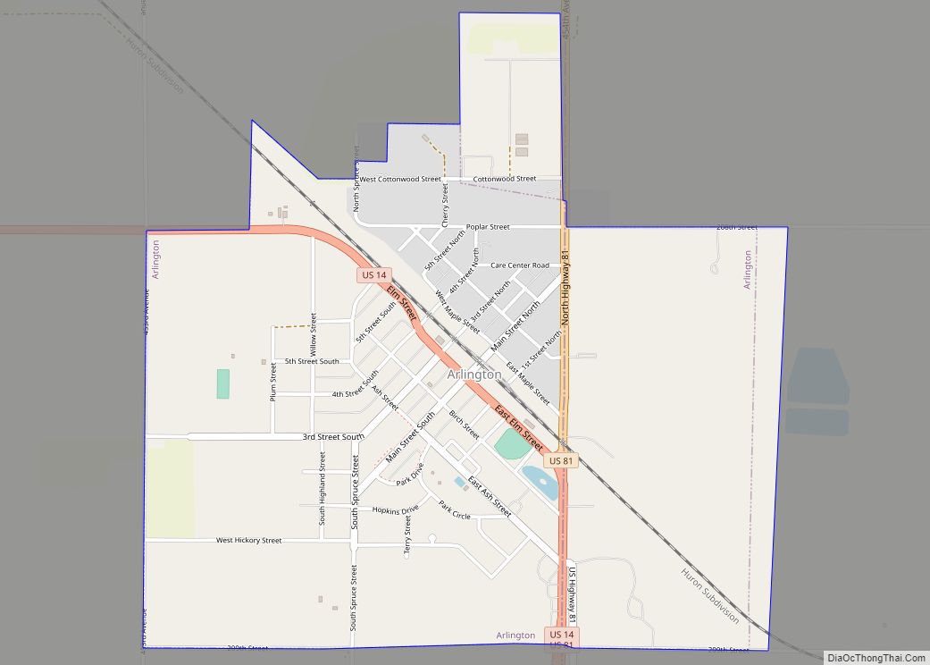 Map of Arlington city, South Dakota