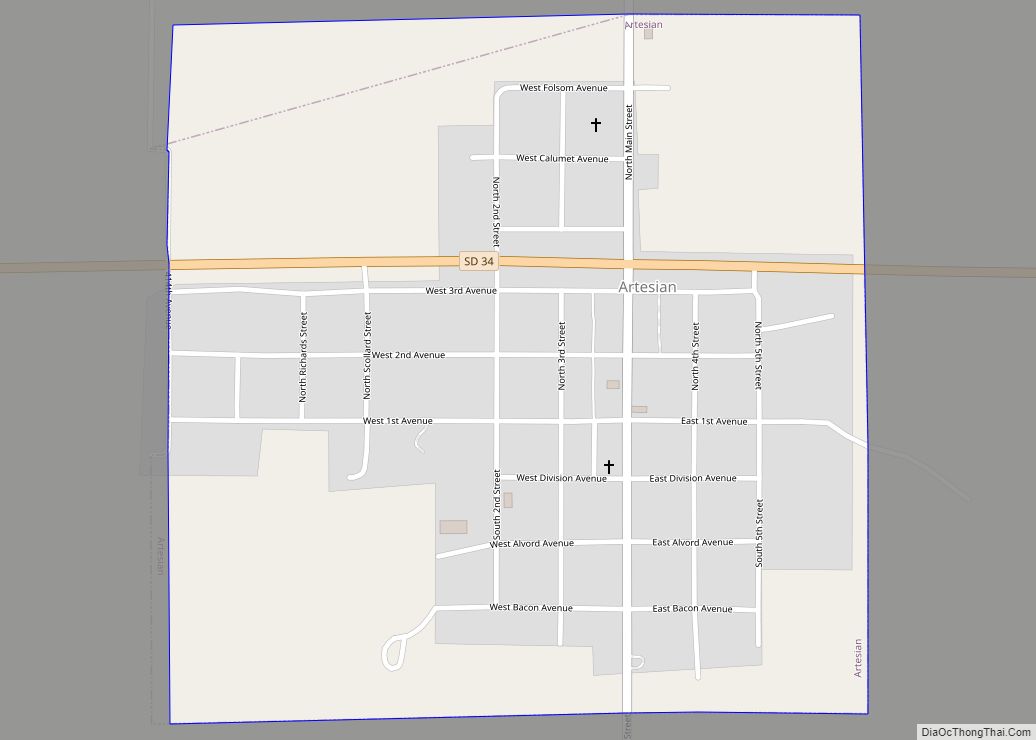 Map of Artesian town
