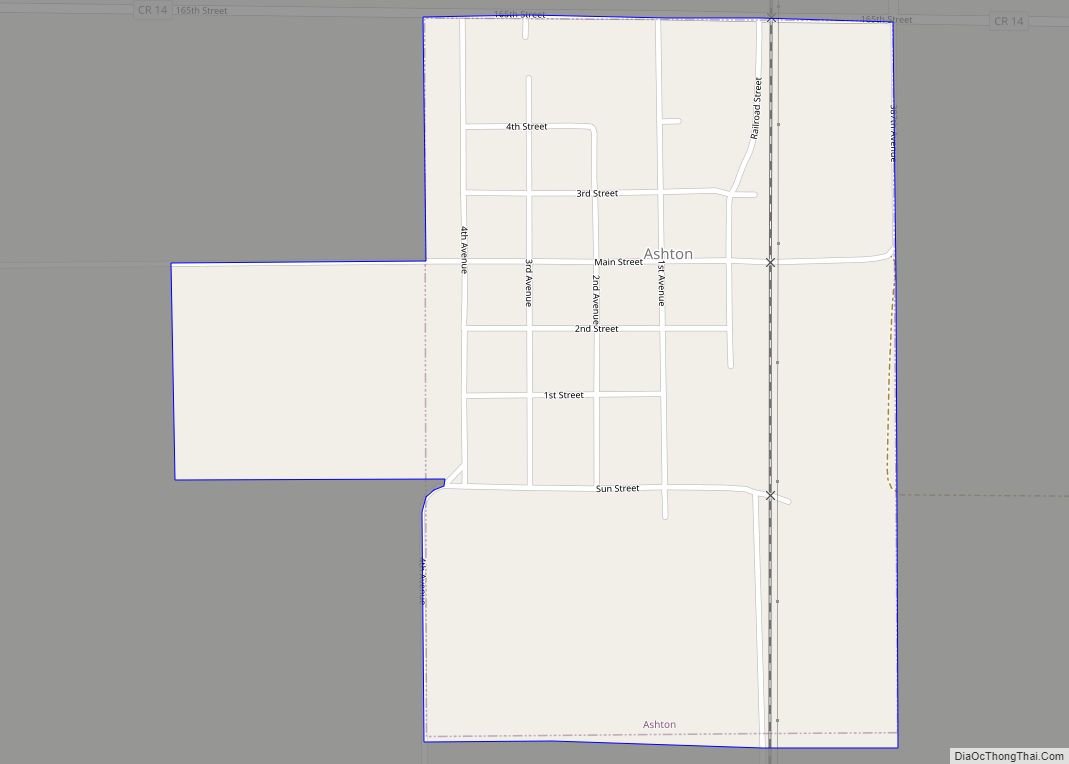 Map of Ashton city, South Dakota