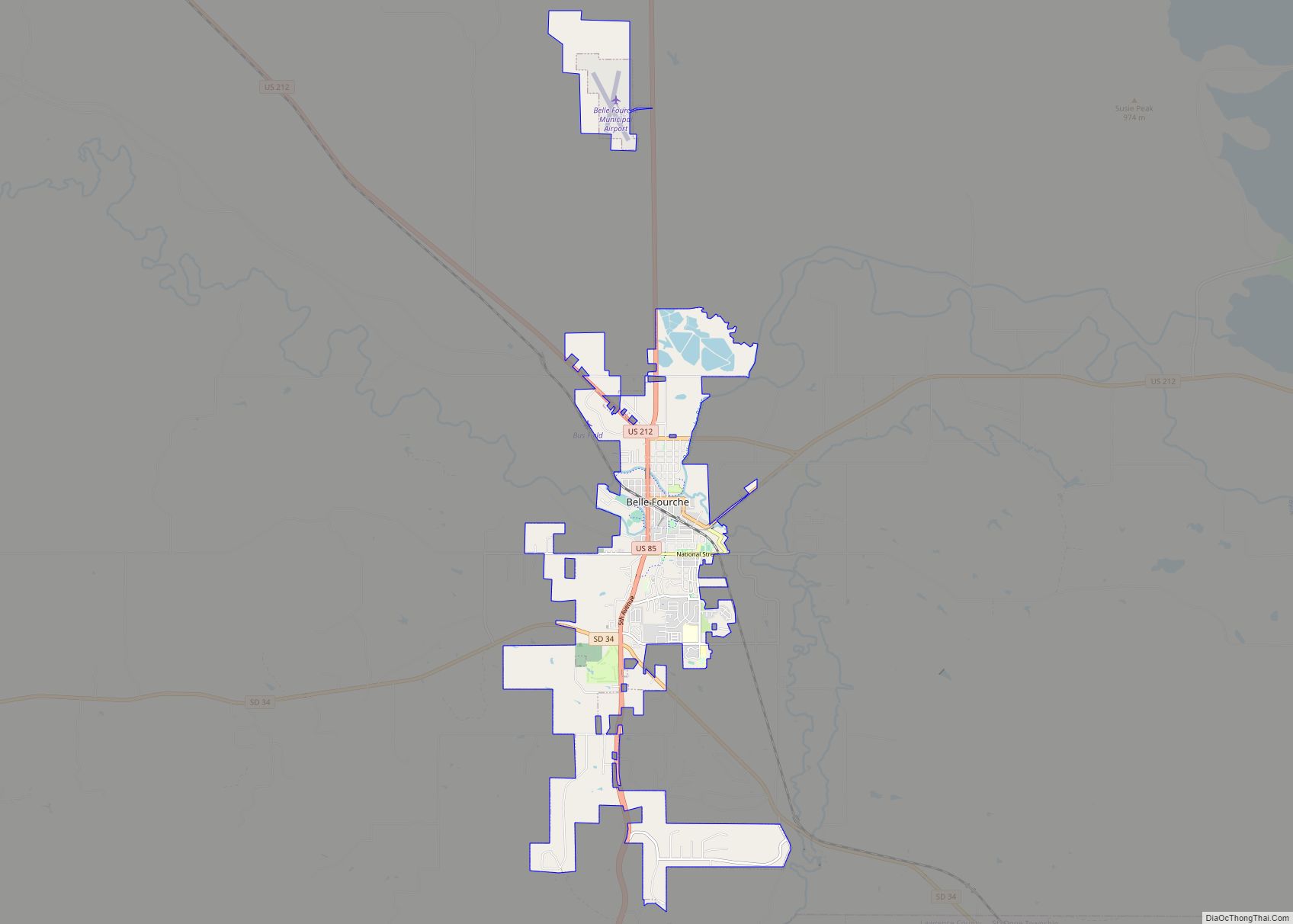 Map of Belle Fourche city