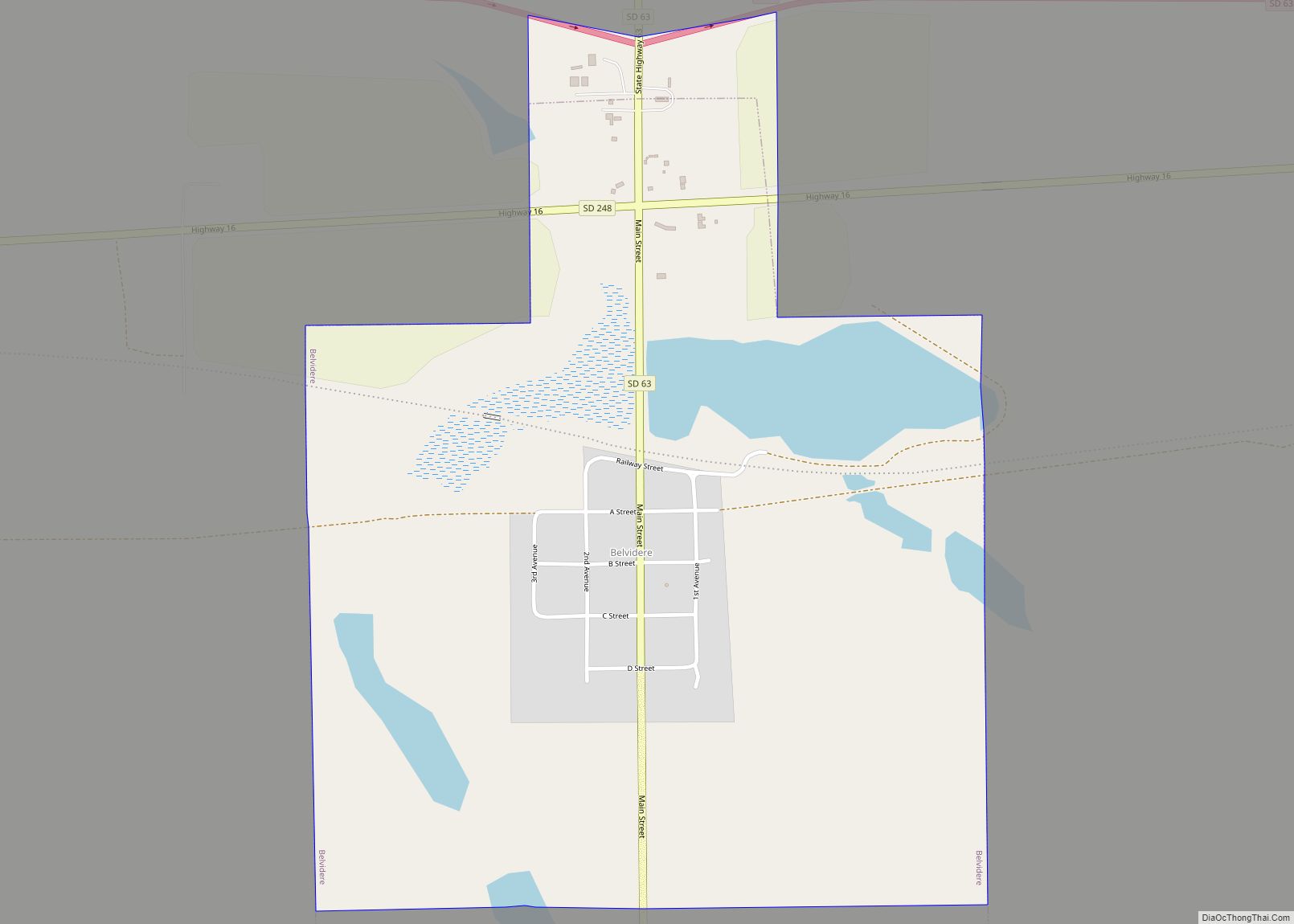 Map of Belvidere town, South Dakota