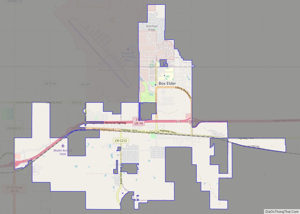 Map of Box Elder city, South Dakota