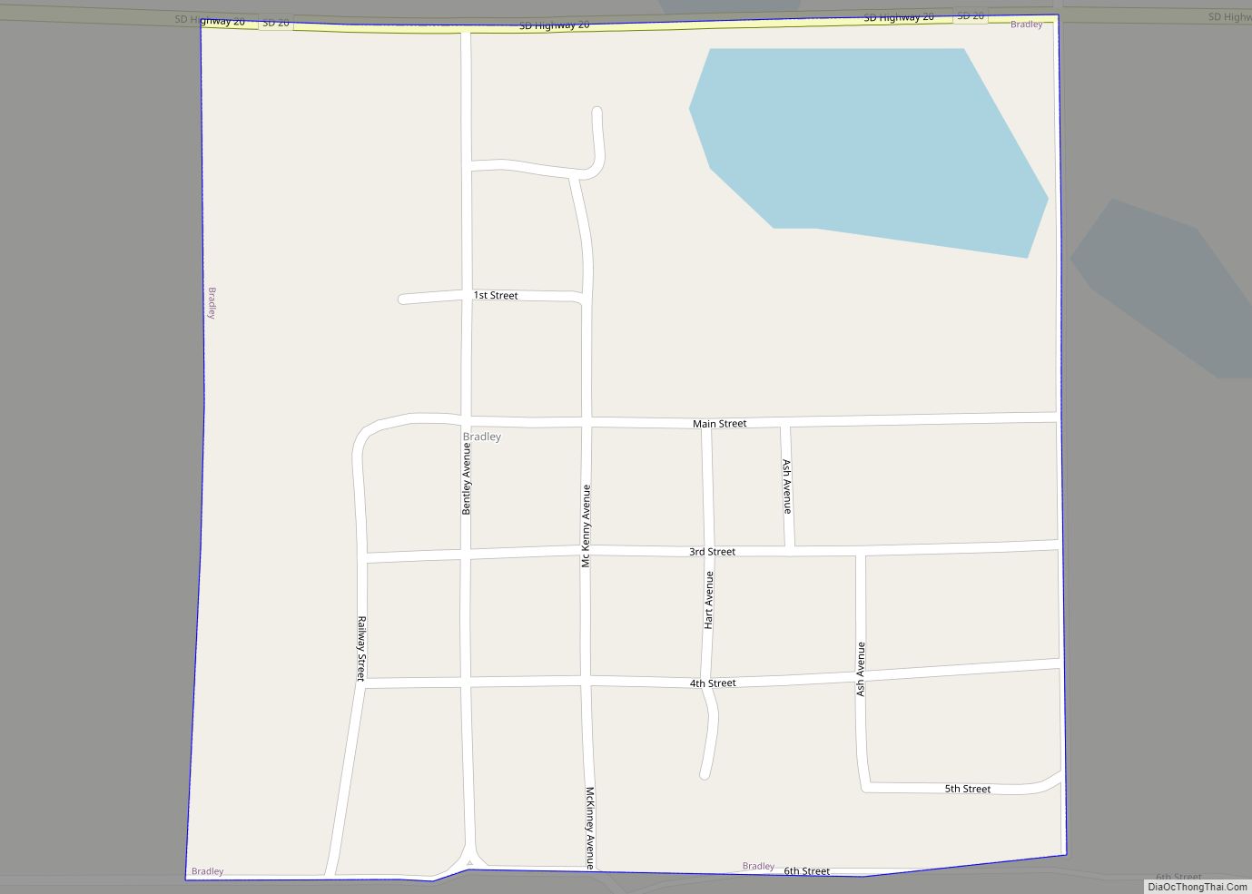 Map of Bradley town, South Dakota