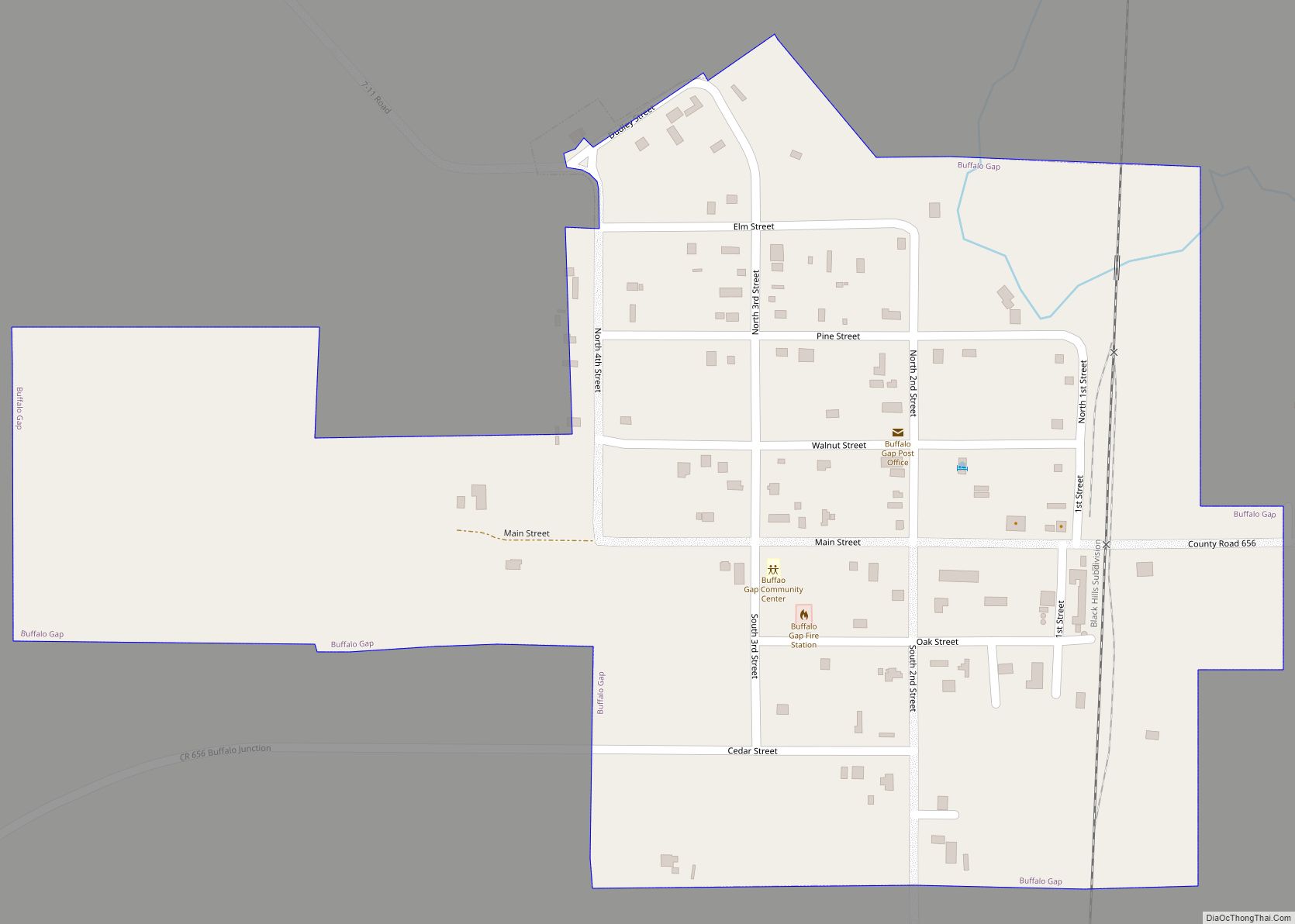 Map of Buffalo Gap town, South Dakota