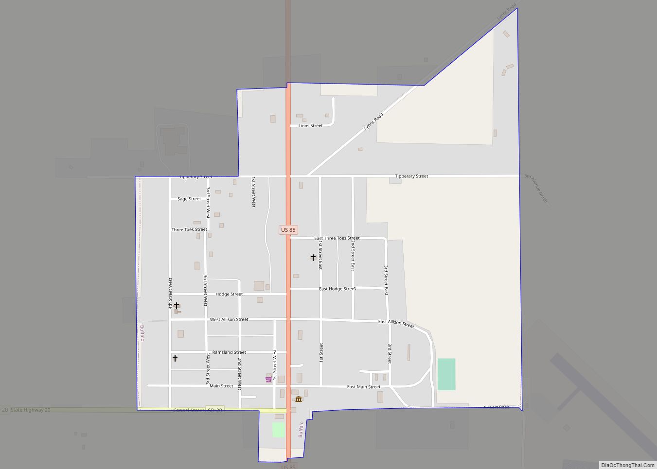 Map of Buffalo town, South Dakota