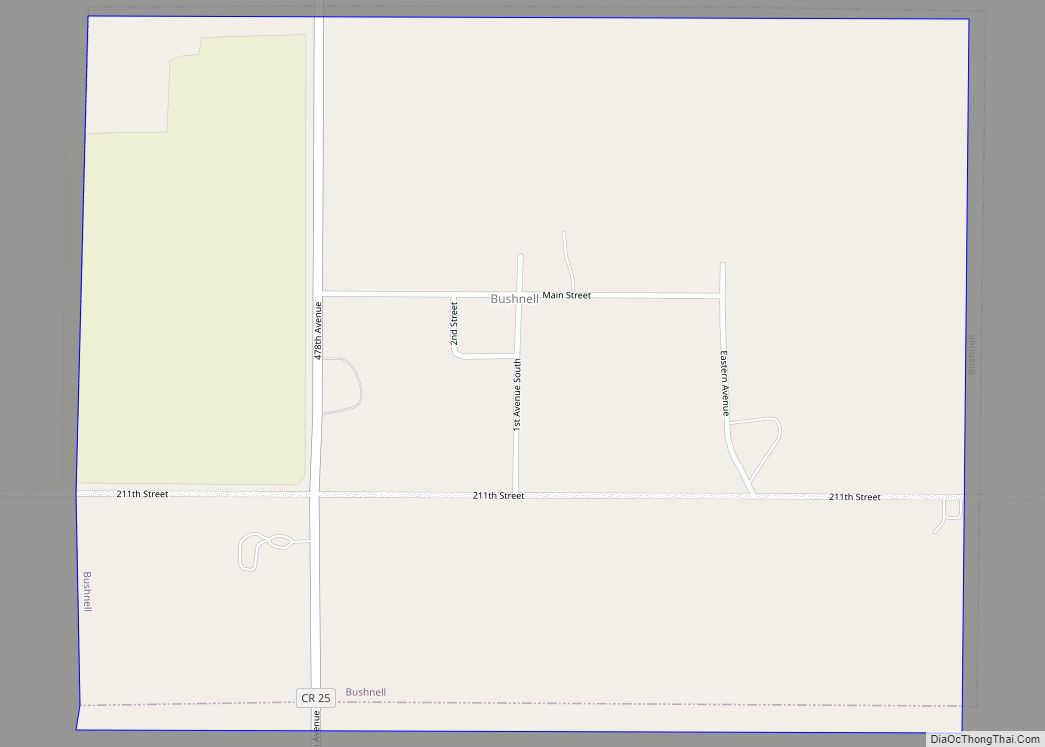 Map of Bushnell town, South Dakota