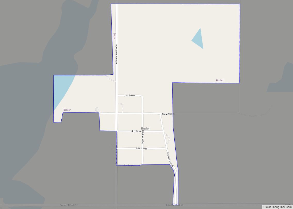 Map of Butler town, South Dakota