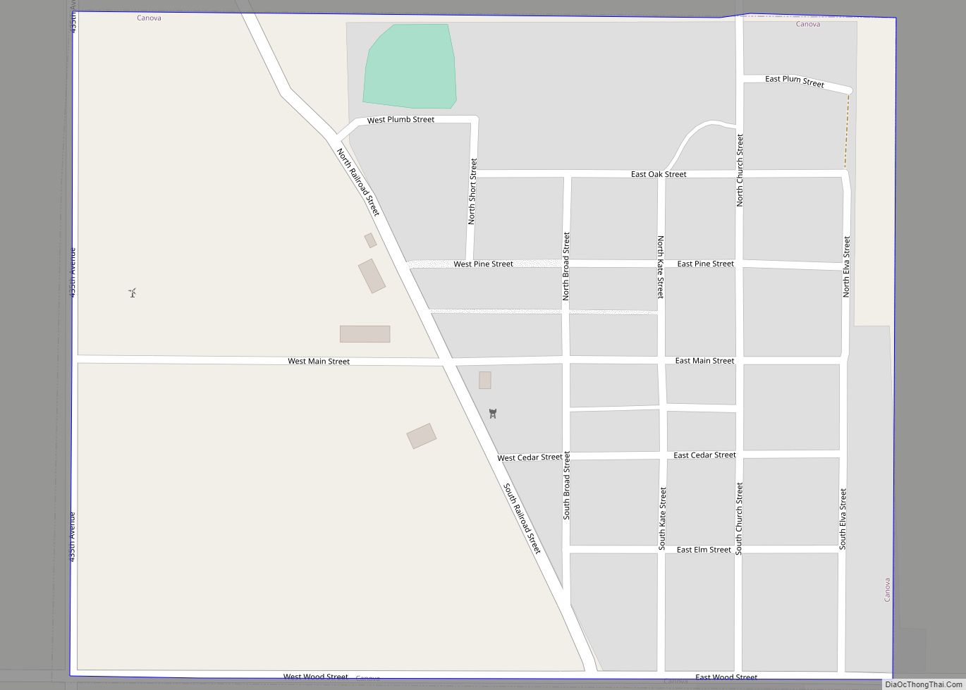 Map of Canova town, South Dakota