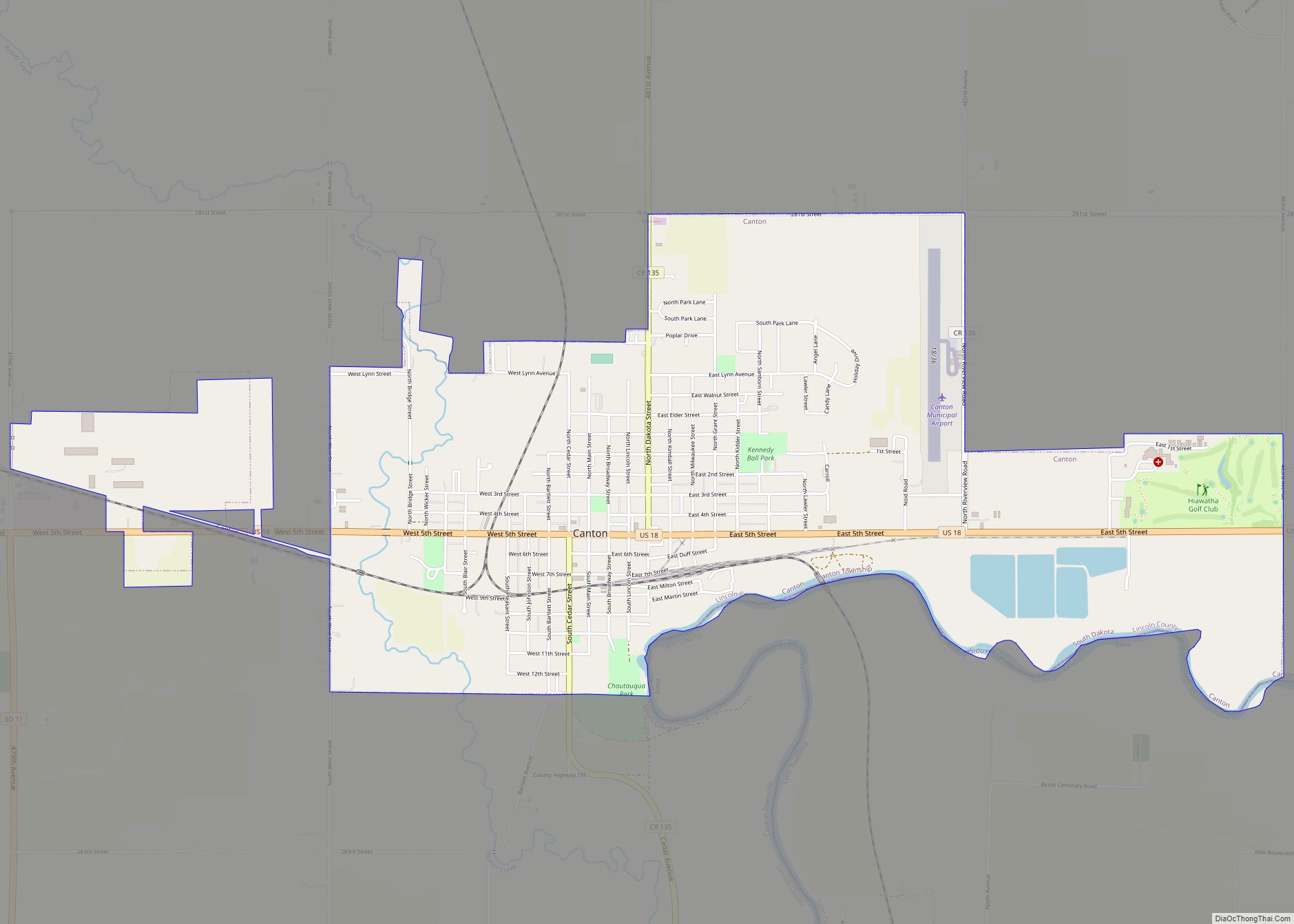 Map of Canton city, South Dakota