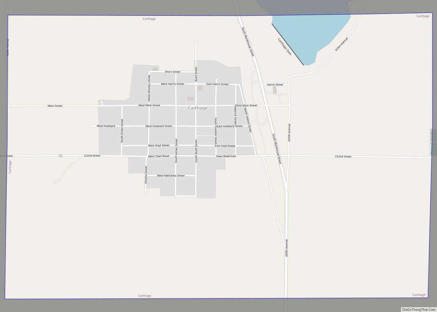 Map of Carthage city, South Dakota