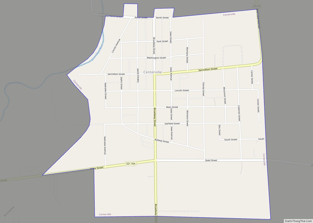 Map of Centerville city, South Dakota